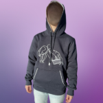 Pull à capuche broderie valise - bleu marine et blanc