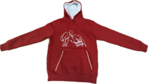 Pull à capuche broderie valise - Rouge et blanc – Image 2